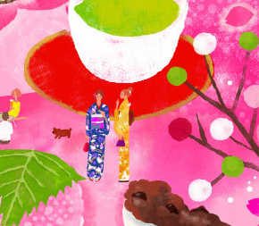 日本のお花見のイラスト